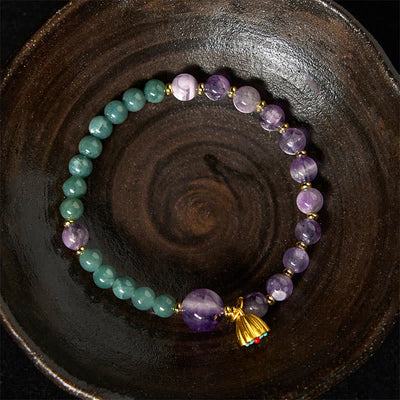 Buddha Stones Natural Lotus Amethyst Jade Balance Bracelet - image 3