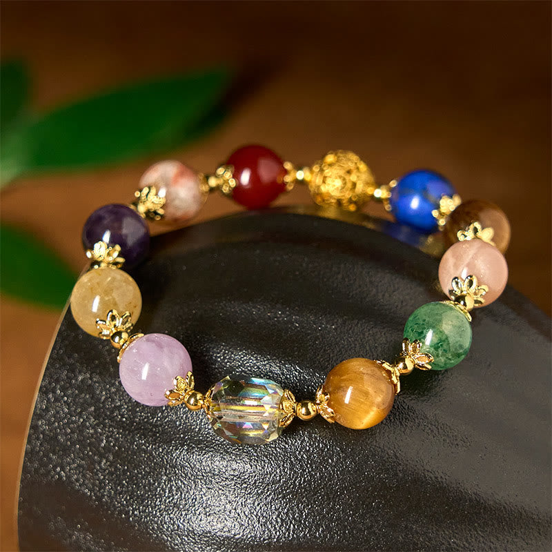 Buddha Stones Natural Dunhuang Colorful Beads Amethyst Lazurite Balance Bracelet - image 0