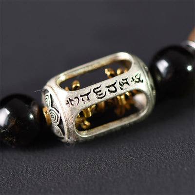 Buddha Stones Tibetan Green Sandalwood Gold Sheen Obsidian Balance Peace Double Wrap Bracelet - image 14