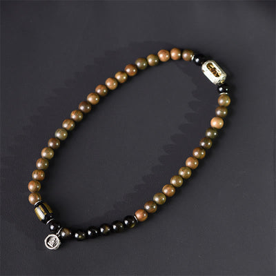 Buddha Stones Tibetan Green Sandalwood Gold Sheen Obsidian Balance Peace Double Wrap Bracelet - image 2