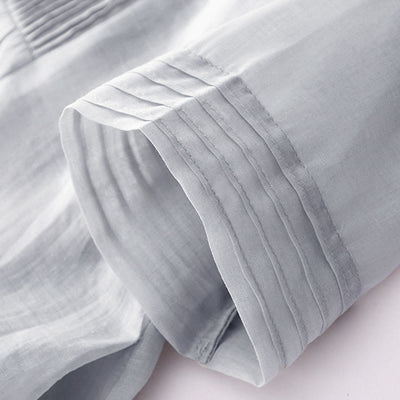 Buddha Stones Casual Accordion Pleat Plain V-neck Short Sleeve Midi Dress With Pockets - image 23