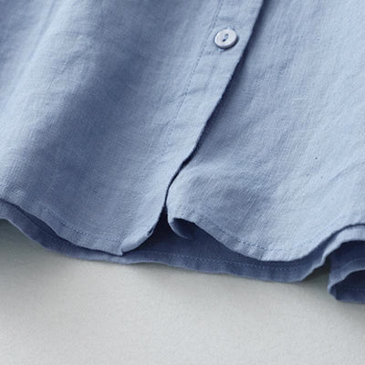 Buddha Stones Solid Color Button Three Quarter Sleeve Cotton Linen Shirt - image 24