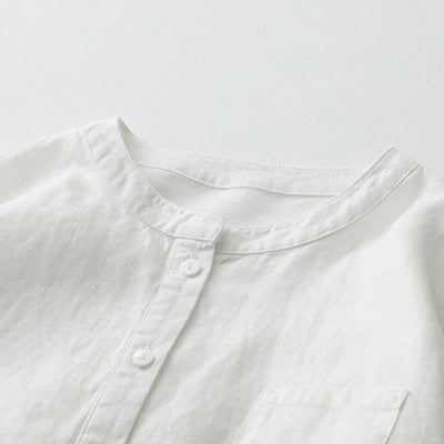 Buddha Stones Solid Color Button Three Quarter Sleeve Cotton Linen Shirt - image 33