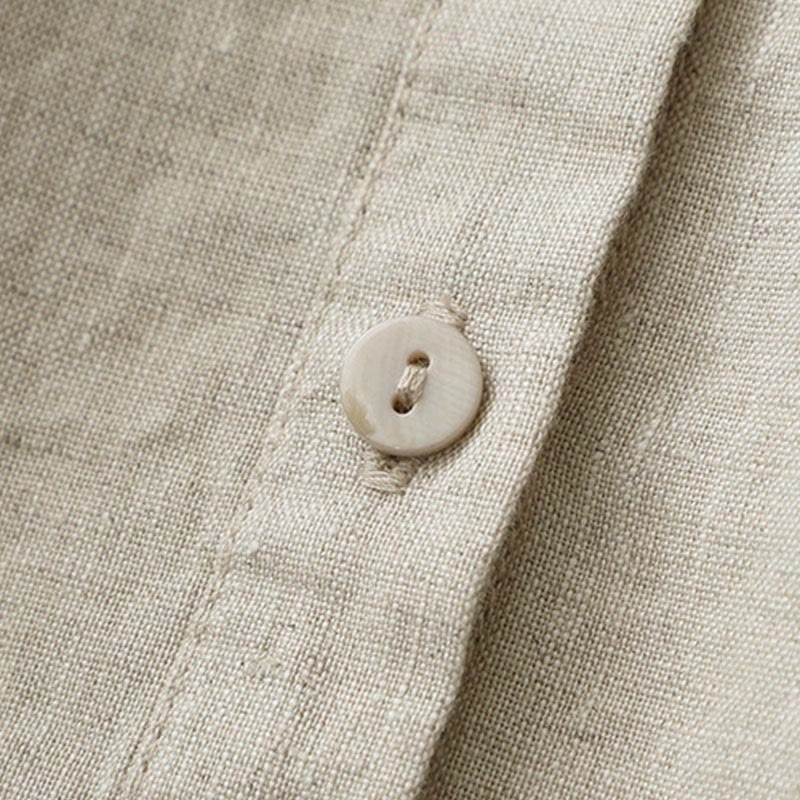 Buddha Stones Solid Color Button Three Quarter Sleeve Cotton Linen Shirt - image 12