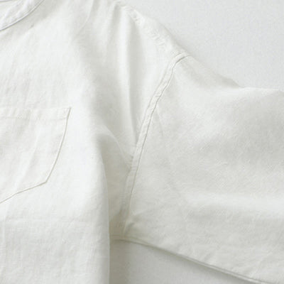 Buddha Stones Solid Color Button Three Quarter Sleeve Cotton Linen Shirt - image 31