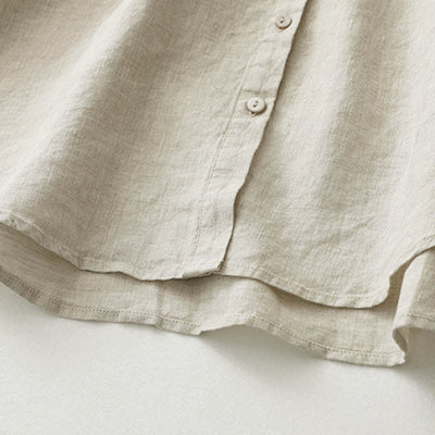 Buddha Stones Solid Color Button Three Quarter Sleeve Cotton Linen Shirt - image 9