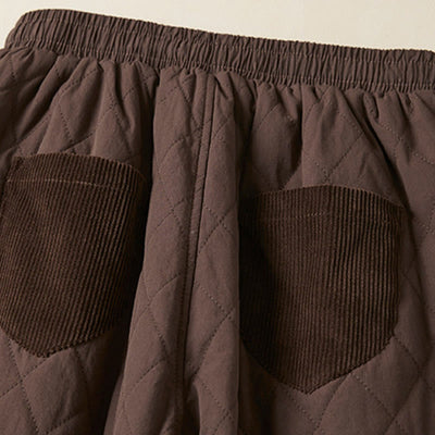 Buddha Stones Diamond Quilted Design Thermal Fleece-Lined Women's Harem Cotton Pants With Pockets - image 22