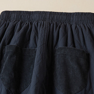 Buddha Stones Diamond Quilted Design Thermal Fleece-Lined Women's Harem Cotton Pants With Pockets - image 4