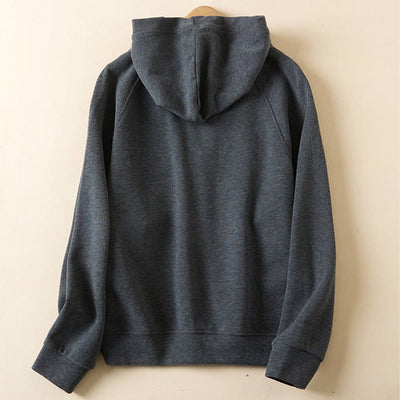 Buddha Stones Plain Buttons Women's Hooded Jacket With Pockets - image 1
