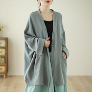 Veste de méditation zen à manches longues unie Foviel avec poches