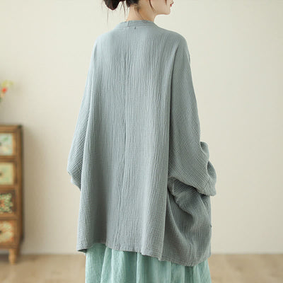 Buddha Stones Plain Long Sleeve Zen Meditation Cotton Linen Jacket With Pockets - image 6