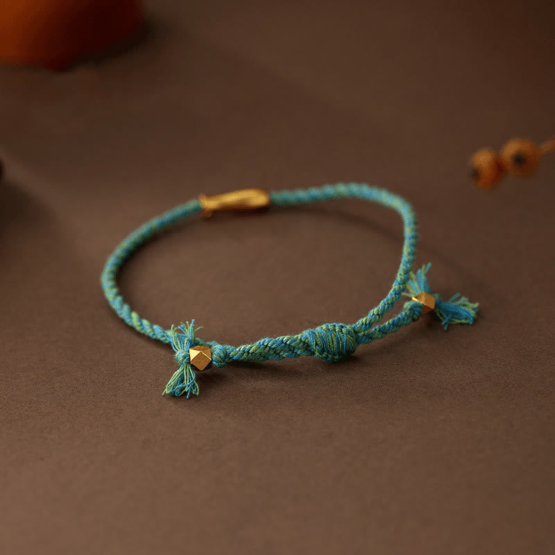 Buddha Stones Copper Lucky Koi Fish Luck Rope Bracelet - image 3
