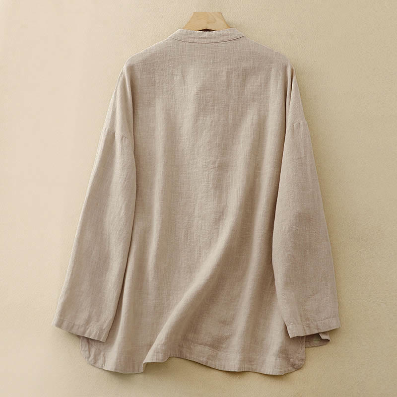 Buddha Stones Literary Artistic Chinese Knot Button Casual Cotton Linen Clothing - image 2