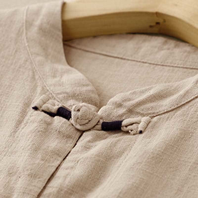 Buddha Stones Literary Artistic Chinese Knot Button Casual Cotton Linen Clothing - image 5