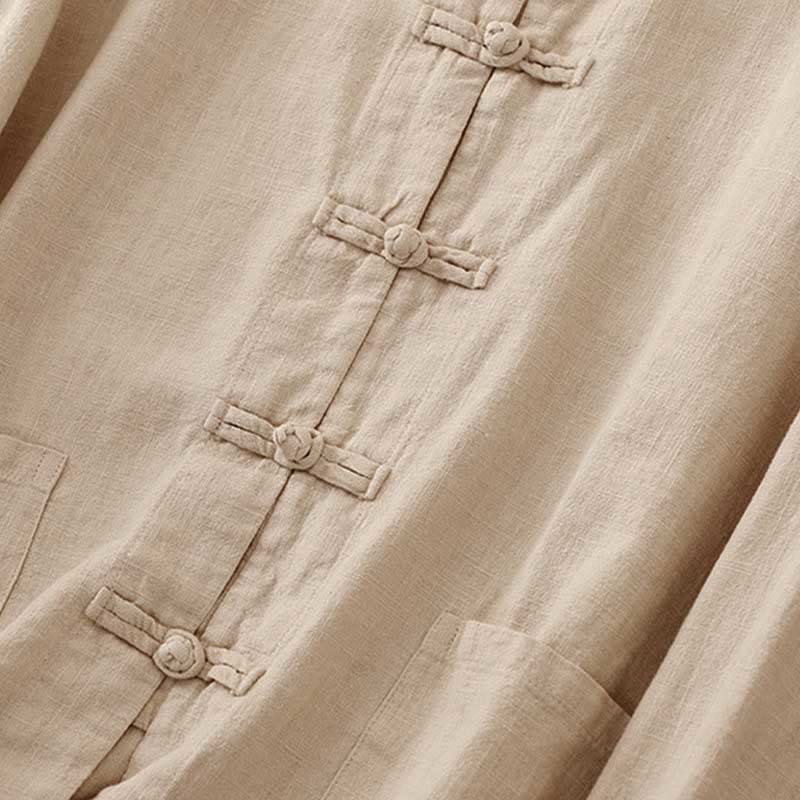 Buddha Stones Literary Artistic Chinese Knot Button Casual Cotton Linen Clothing - image 8