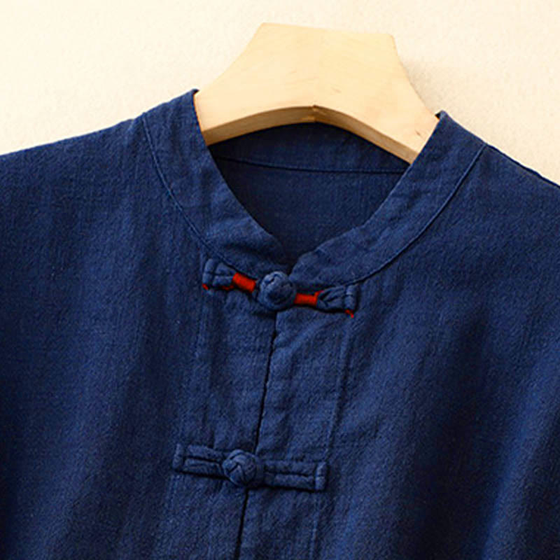 Buddha Stones Literary Artistic Chinese Knot Button Casual Cotton Linen Clothing - image 11