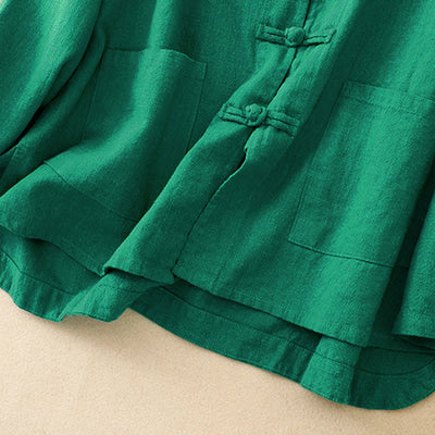 Buddha Stones Literary Artistic Chinese Knot Button Casual Cotton Linen Clothing - image 17