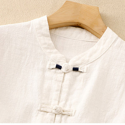 Buddha Stones Literary Artistic Chinese Knot Button Casual Cotton Linen Clothing - image 21