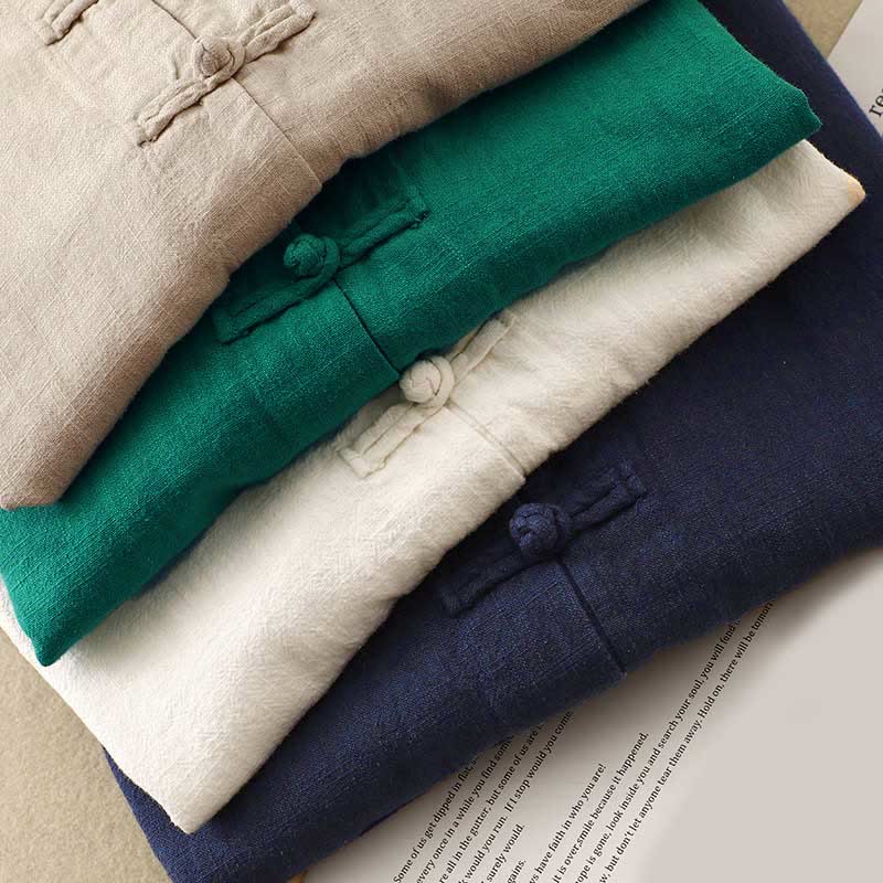 Buddha Stones Literary Artistic Chinese Knot Button Casual Cotton Linen Clothing - image 26