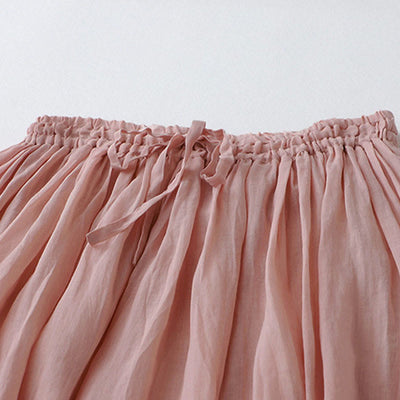 Buddha Stones Solid Lace Elastic Waist Cotton Women's Skirt - image 3