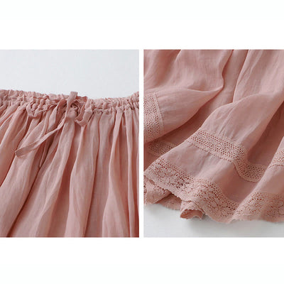 Buddha Stones Solid Lace Elastic Waist Cotton Women's Skirt - image 11