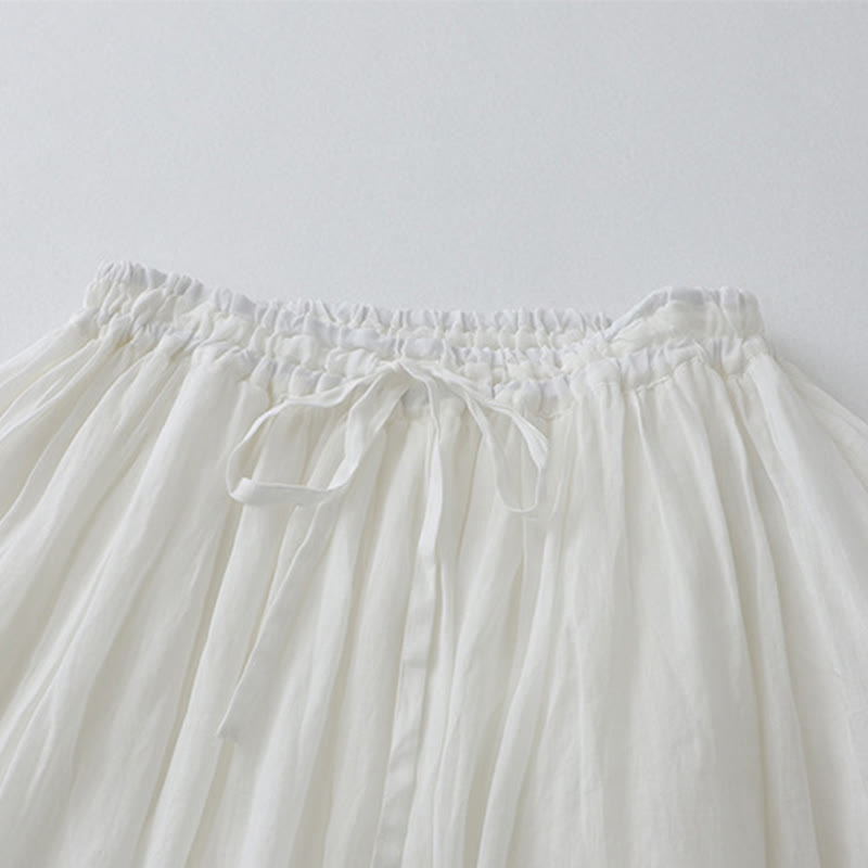 Buddha Stones Solid Lace Elastic Waist Cotton Women's Skirt - image 13