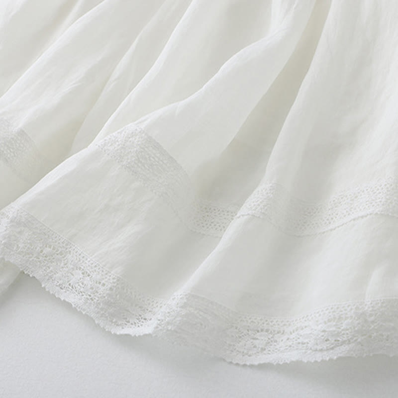Buddha Stones Solid Lace Elastic Waist Cotton Women's Skirt - image 14