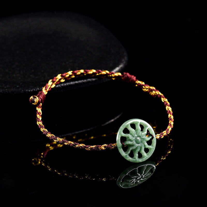 Buddha Stones Jade Sun Braided Rope Abundance Bracelet - image 2