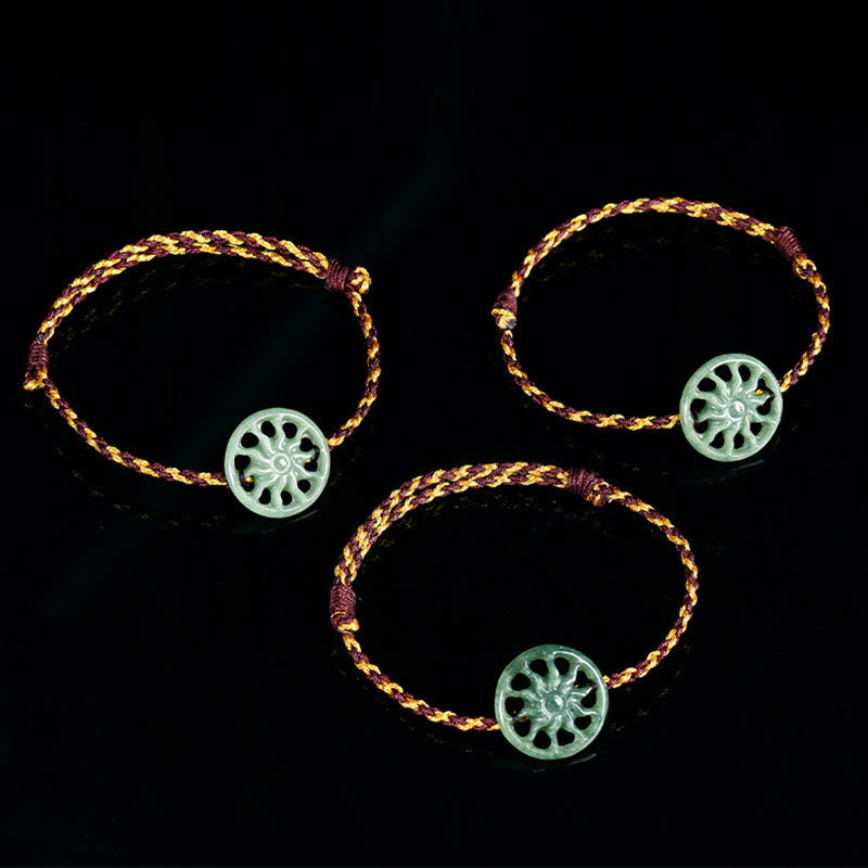 Buddha Stones Jade Sun Braided Rope Abundance Bracelet - image 5