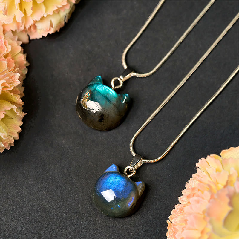 Buddha Stones "Hoping for Insight and Joy" Cat Labradorite Necklace Includes Gift Message Card - image 3