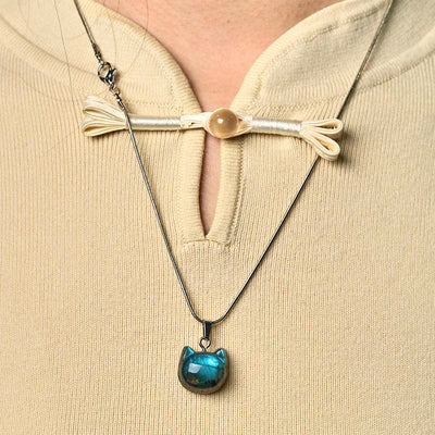 Buddha Stones "Hoping for Insight and Joy" Cat Labradorite Necklace Includes Gift Message Card - image 10