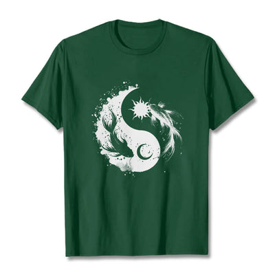 Buddha Stonessun And Moon Yin Yang Koi Pattern Tee T-shirt - ForestGreen - 2XL - image 11