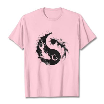 Buddha Stonessun And Moon Yin Yang Koi Pattern Tee T-shirt - LightPink - 2XL - image 13