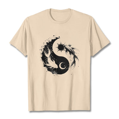 Buddha Stonessun And Moon Yin Yang Koi Pattern Tee T-shirt - Bisque - 2XL - image 9