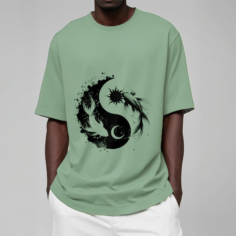 Buddha Stonessun And Moon Yin Yang Koi Pattern Tee T-shirt - image 16