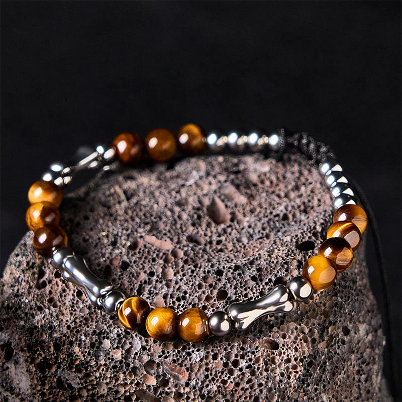 Buddha Stones Cute Bone Pattern Tiger Eye Courage Beads Bracelet - image 2