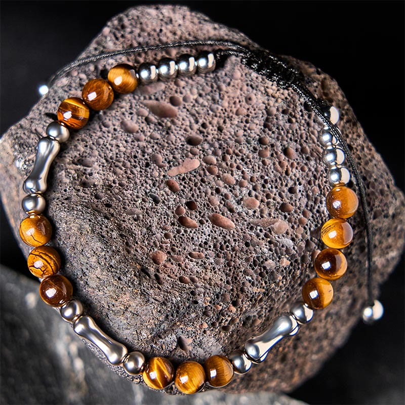 Buddha Stones Cute Bone Pattern Tiger Eye Courage Beads Bracelet - image 3