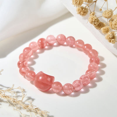 Buddha Stones Lovely Cat Head Red Agate Spiritual Beads Bracelet - image 4