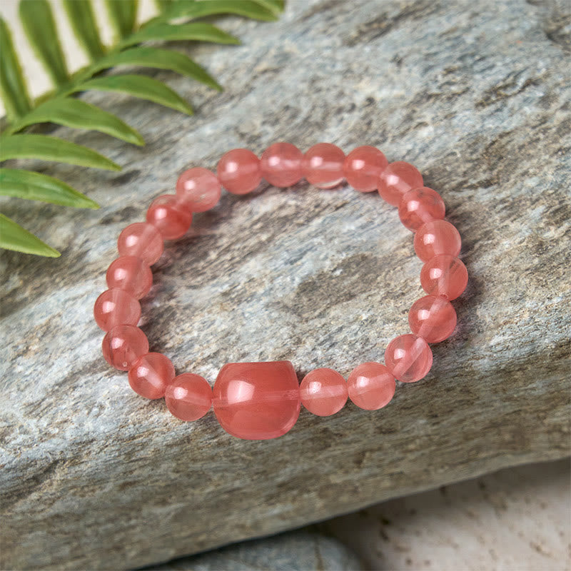 Buddha Stones Lovely Cat Head Red Agate Spiritual Beads Bracelet - image 6