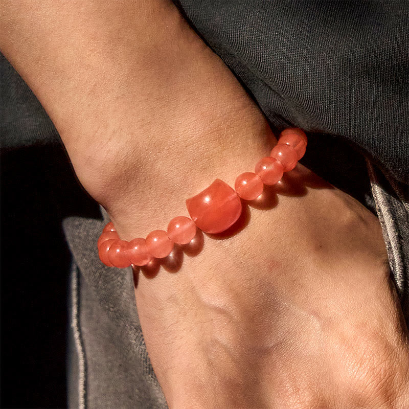 Buddha Stones Lovely Cat Head Red Agate Spiritual Beads Bracelet - image 7