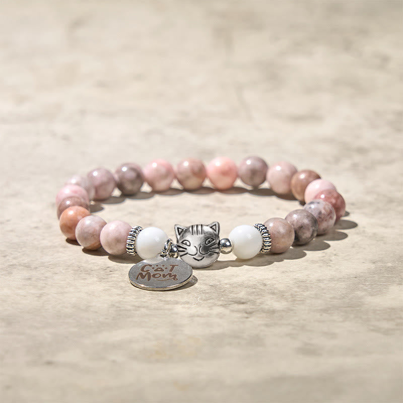 Buddha Stones Cat Head Design Zebra Jasper Protection Bracelet - image 3