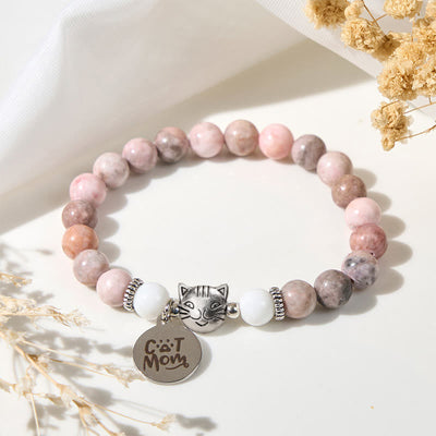 Buddha Stones Cat Head Design Zebra Jasper Protection Bracelet - Zebra Jasper(Wrist Circumference: 16-19cm) - image 1
