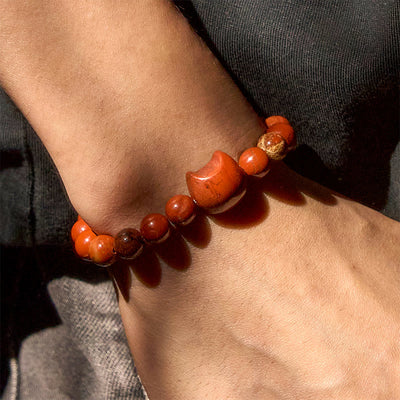 Buddha Stones Faceless Cat Head Design Red Turquoise Luck Bracelet - image 9