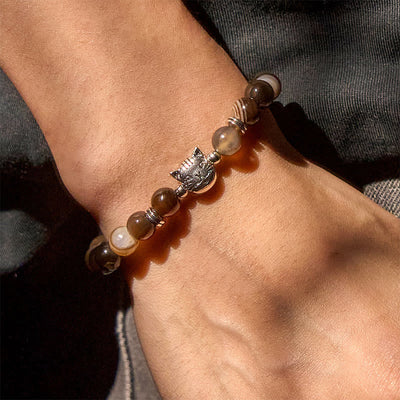 Buddha Stones Chocolate Siamese Cat Natural Brown Striped Agate Bead Stability Bracelet - image 3