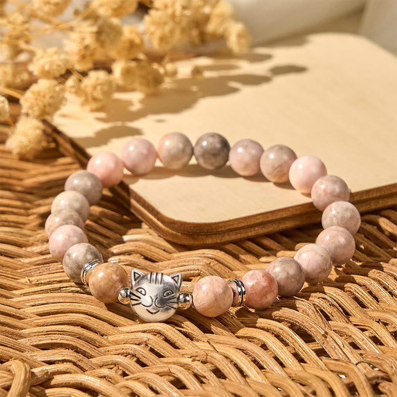 Buddha Stones 8mm Cat Design Zebra Jasper Protection Bracelet - image 2