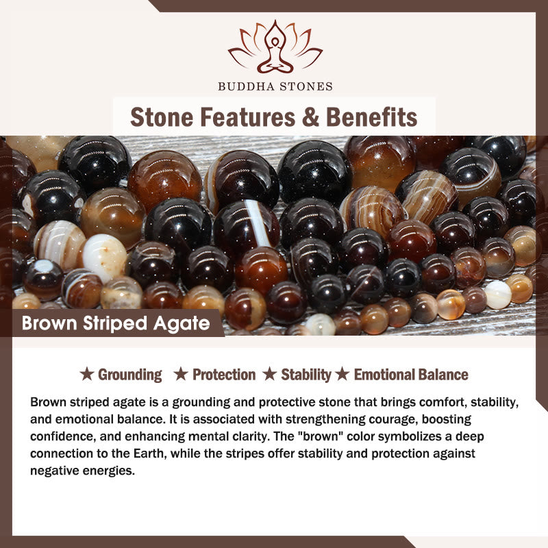 Buddha Stones Chocolate Siamese Cat Natural Brown Striped Agate Bead Stability Bracelet - image 9