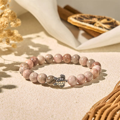 Buddha Stones Turtle Design Zebra Jasper Protection Bracelet - image 3