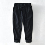 Foviel Casual Solid Color Simple Design Drawstring Ramie Linen Men's Pants With Pockets