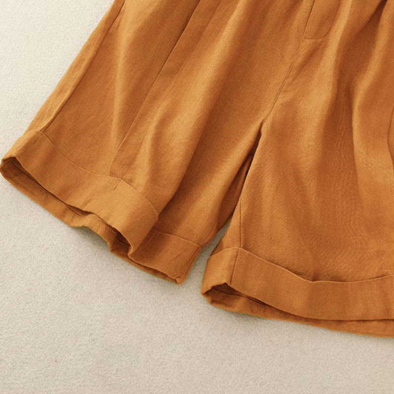 Buddha Stones Casual Solid Color Women's Cotton Shorts With Pockets - image 4