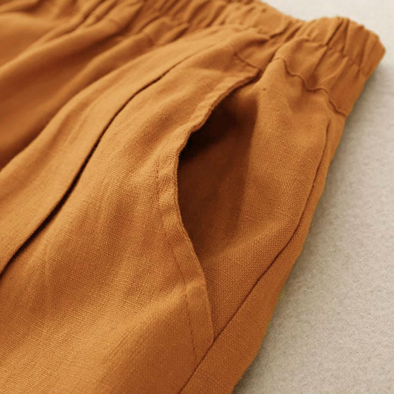Buddha Stones Casual Solid Color Women's Cotton Shorts With Pockets - image 3